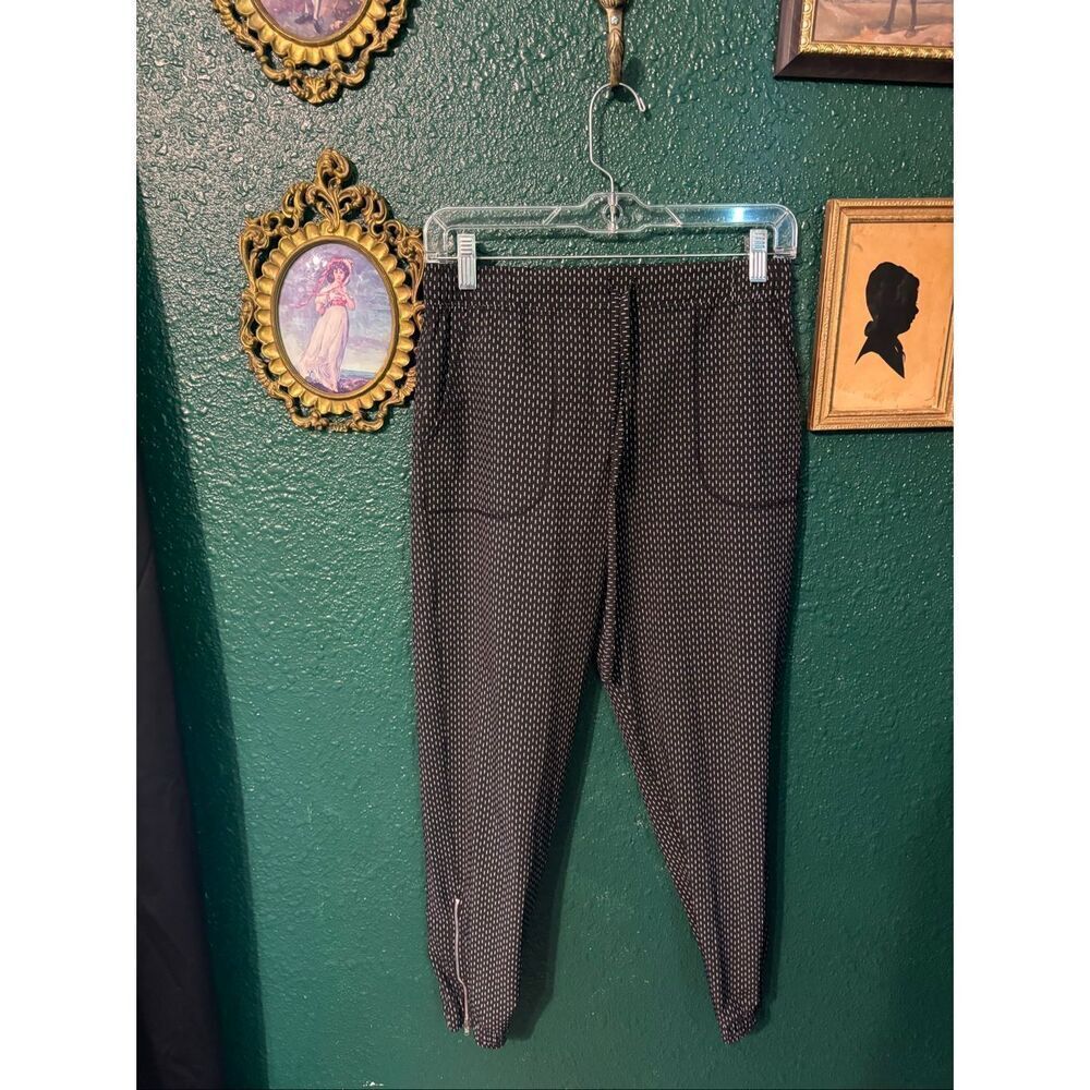 Albion Joggers Womens XS  Jetsetter Ankle Zip Pants Black White Dotted
